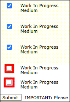 PM Work Order Checkboxes
